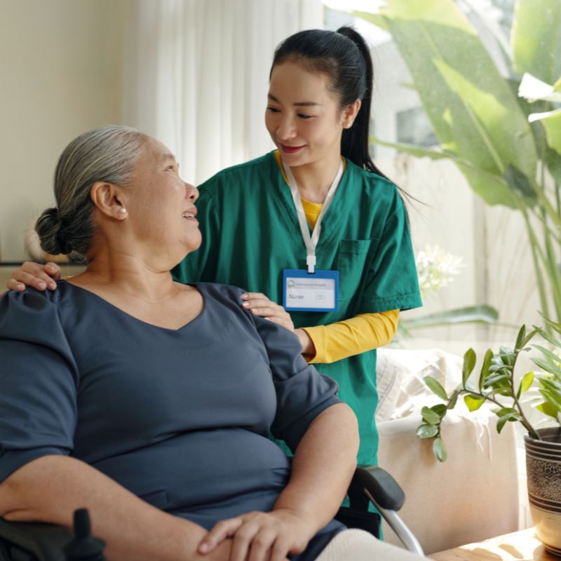 Live-in carer providing warm, continuous support at home